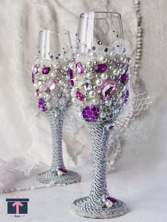 Doodh Pilai Pearl and Stones Glass - Wedding Rasm Fancy Glass