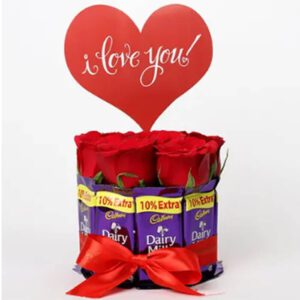 Cadbury chocolate bouquet with Roses