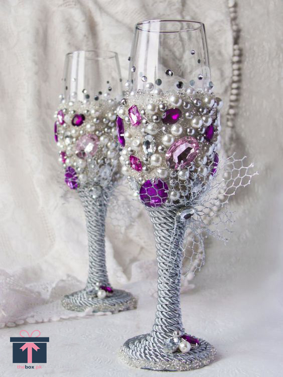 Doodh Pilai Pearl and Stones Glass – Wedding Rasm Fancy Glass